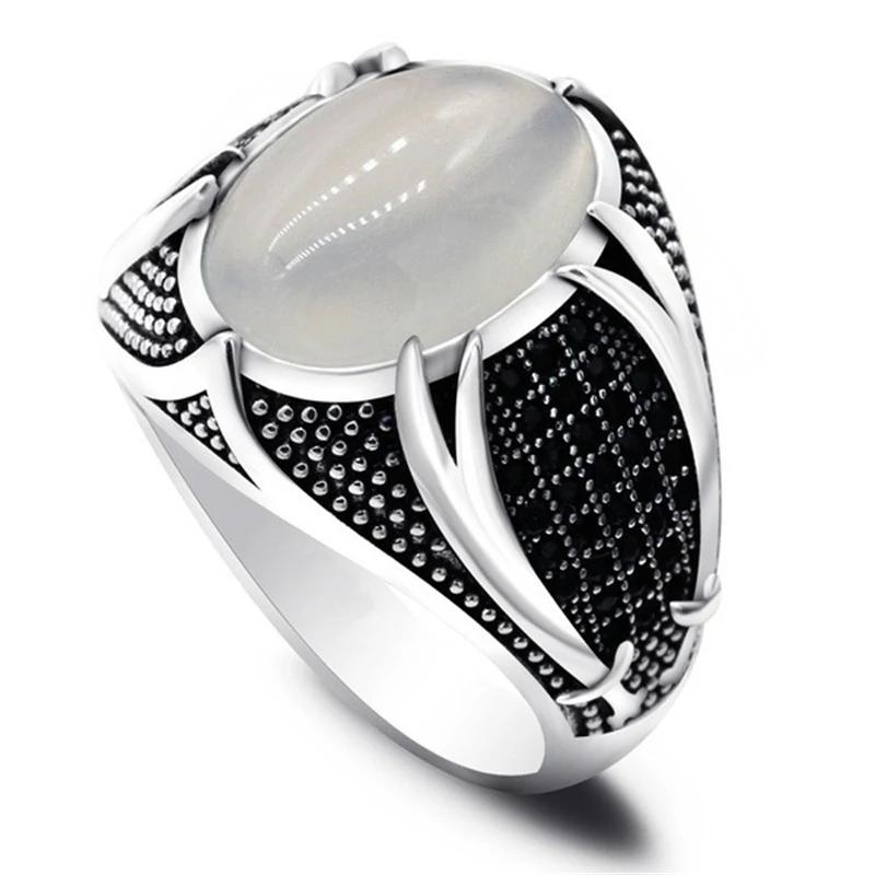 30 Styles Vintage Handmade Turkish Signet Ring For Men Women Ancient Zinc Alloy Color Black Onyx Stone Punk Rings Religious Zircon