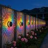 Solar Garden Decoration Light Wall Light, 7 Color Changing Metal Fence Lamp with Projection, Outdoor Waterproof for Yard Patio Column Decor Seven LED