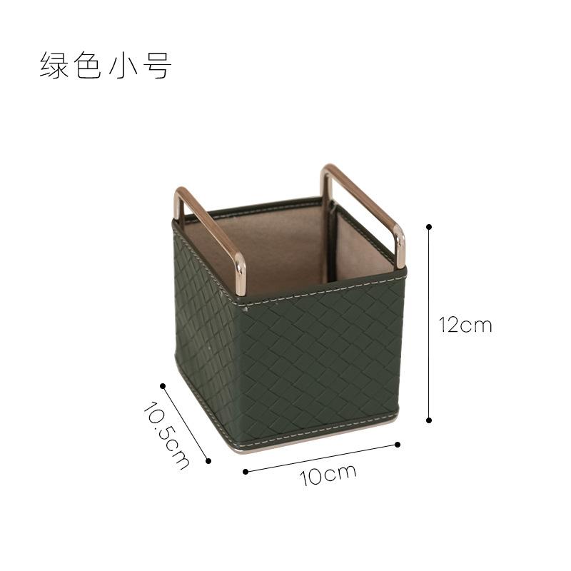 Nordischer Ins Stil Gewebte Ledertextur Aufbewahrungsbox Make-up Pinselhalter Stifthalter Stirnband Metallrahmen Desktop-Organisation