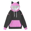 Women's Fashion Long-Sleeved Color-Blocked Printed Hooded Sweatshirt With Ears