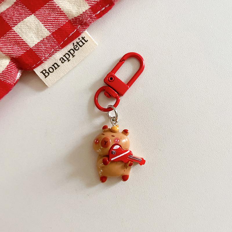 1-10pcs Capybara Keychains Bag Phone Pendant Kapibala Animal Hanging Pendants Men Women Cute Keyring Party Guest Jewelry Gift