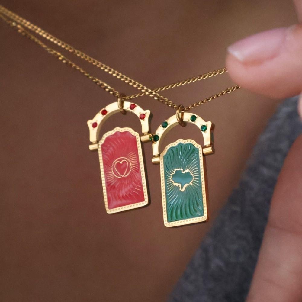 Fashionable Card Pendant Necklace Gold-plated Y2K Neck Jewelry  Jewelry Gift