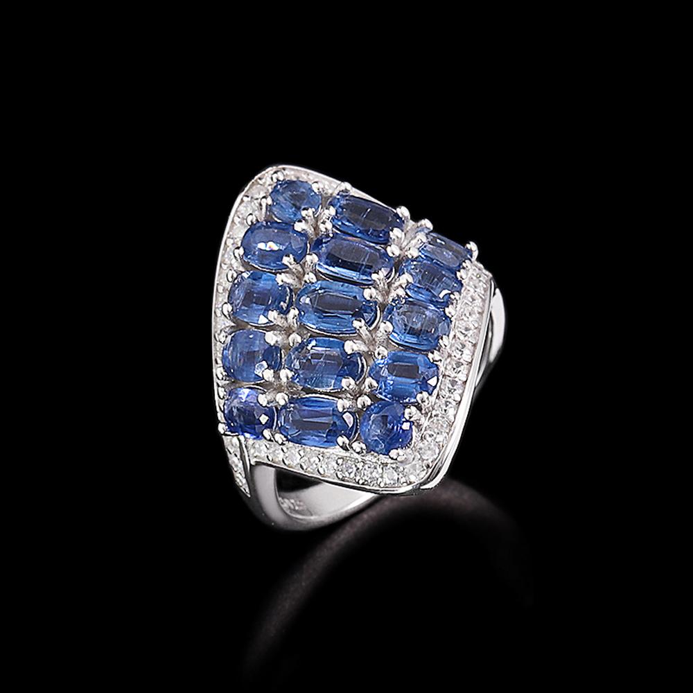 

Великолепное женское кольцо из стерлингового серебра 925 пробы с натуральным кианитом 4,55 карата, благородное изысканное ювелирное изделие для подарка на годовщину, помолвку US RING SIZE:8# синий