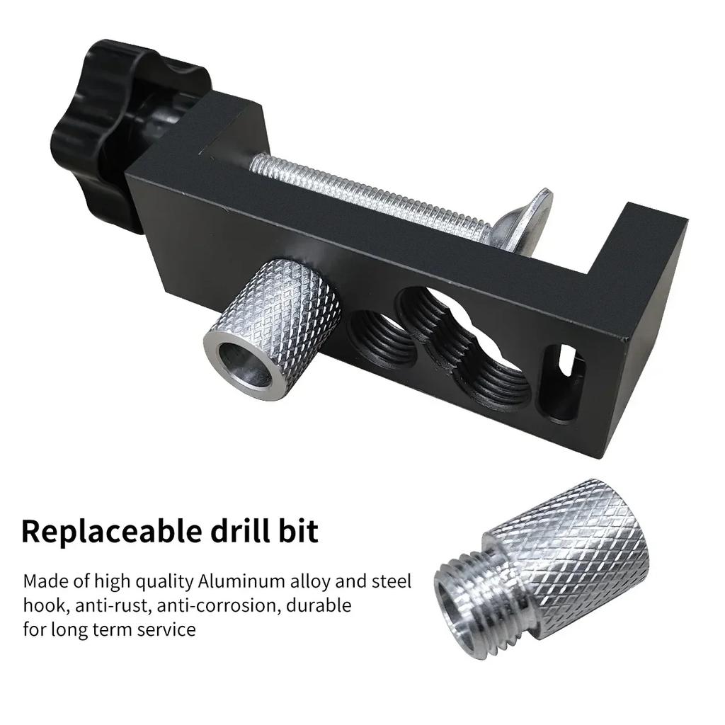 Aluminum Profile Track Drill Guide Punch Locator w/ Clamp and M6 Countersunk Step Drill - Universal Profiles Link Hole Locator
