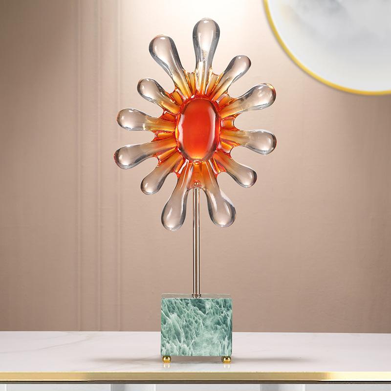 Harz Handwerk Transparent Farbe Verlauf Sonnenblumen Geometrisch Sonne Abstrakt Ornament Dekorative Figuren Zimmer Dekoration