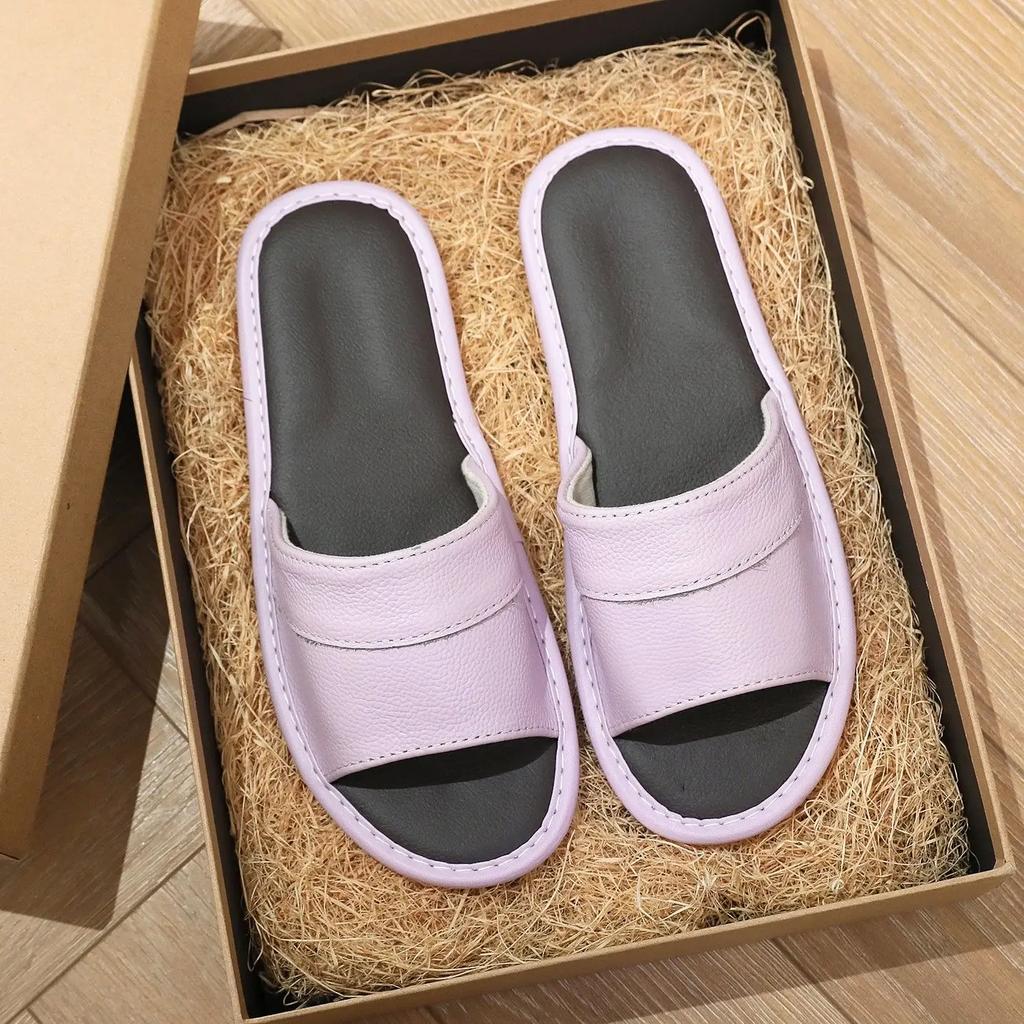Fashion Walk Around Home Slippers for Men House Indoor Genuine Leathe Soft Shoes Sabot Fun Low Price Summer Sale Adult Y2k Sandals Man