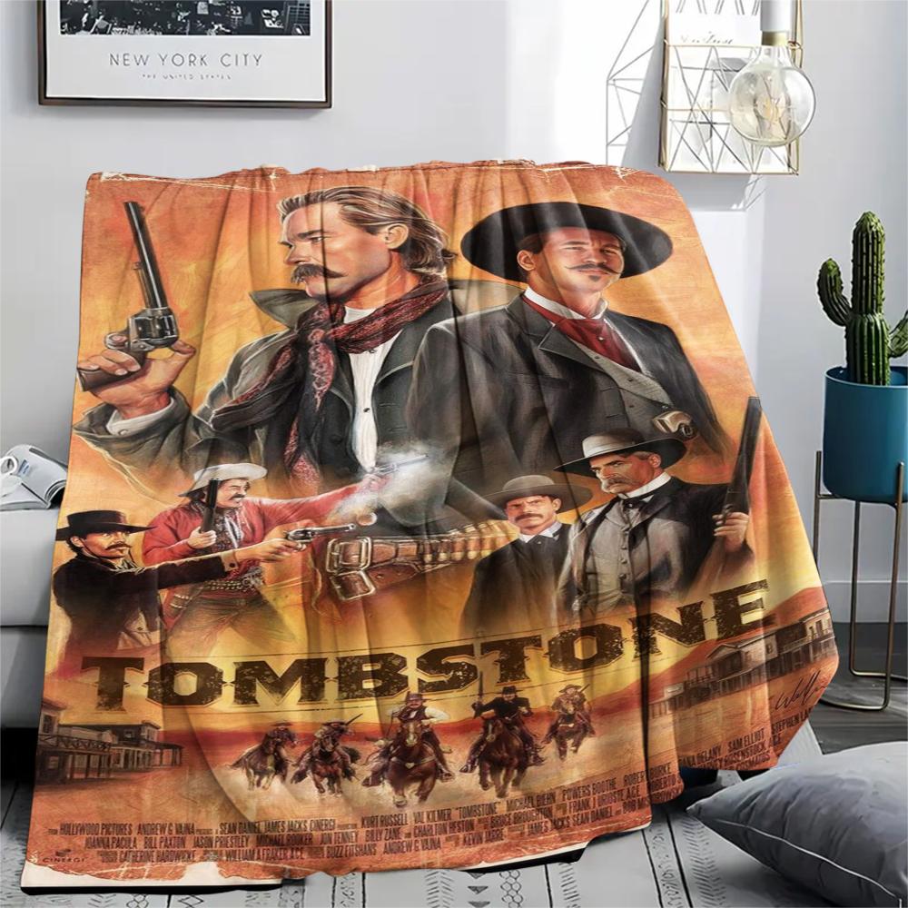 1PC Tombstone Movie Print Flannel Blanket, High quality Comfortable for All Seasons, Home Decor, Warmth and Comfort, Perfect for Christmas Gifts225