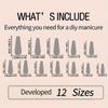 24pcs/set Long Ballet Shape Acrylic False Nails with 1 Jelly Gel and 1 Nail File, Spider and White Spider Pattern, 3D Rhinestone Press-on Nails