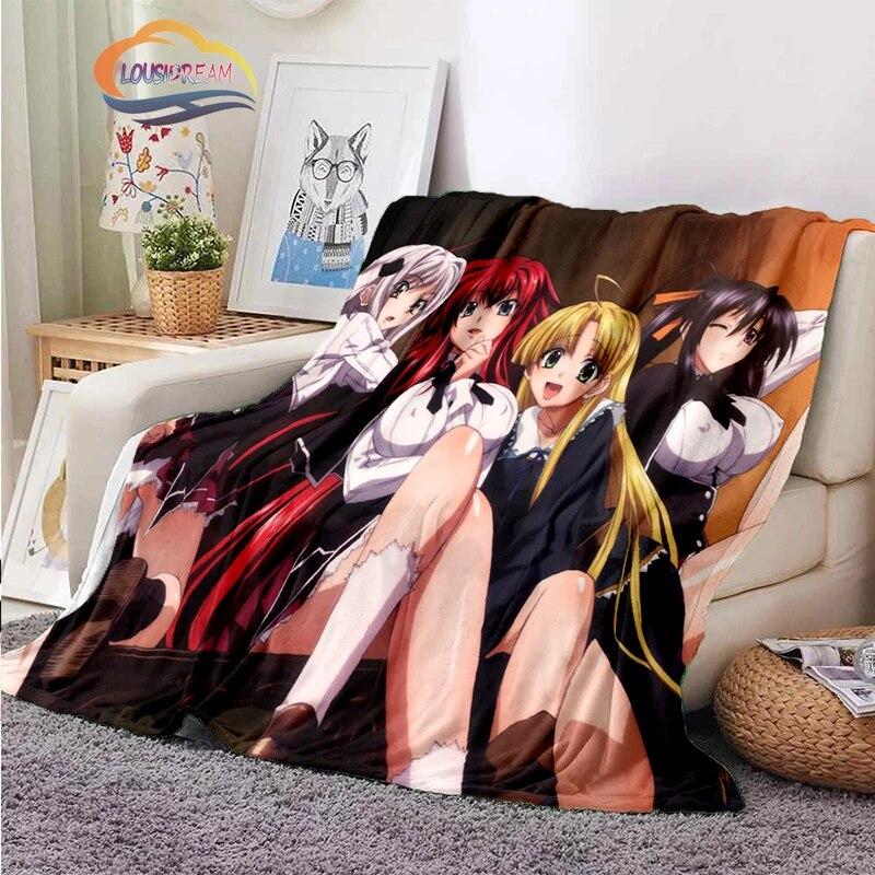 3D tištěná střední škola DxD plyšová deka Módní Flanel Fleece Sexy animace Dárek pro holčičku Sofa Nap Travel