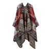 Boho Knit Shawl Women Men Lightweight Warm Wrap Scarf Fall Winter Ethnic Patterned Cape