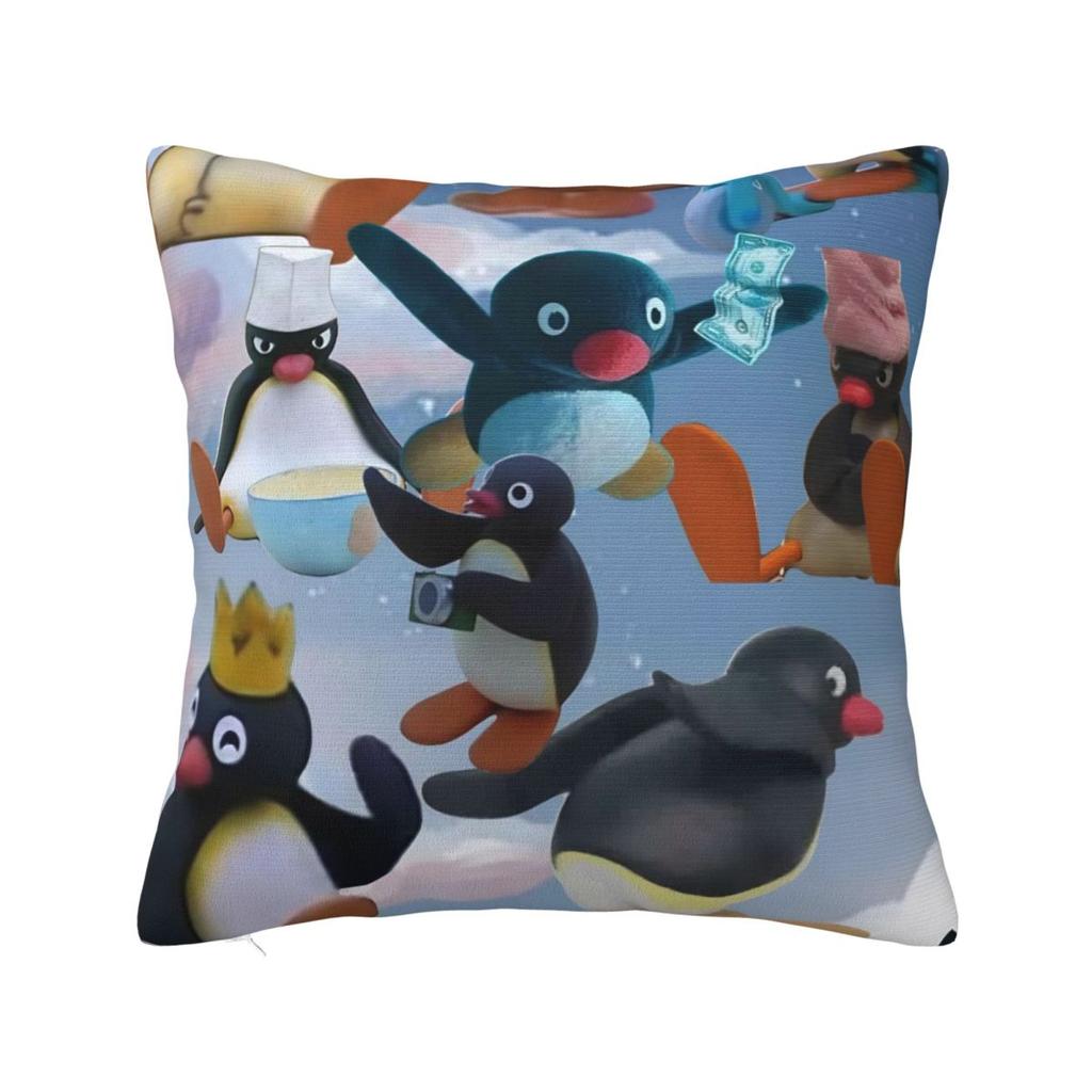 Noot Pingu Square Pillow Covers Polyester Home Penguin Cartoon Cushion Cover Cool Decorative Pillow Cover 45*45