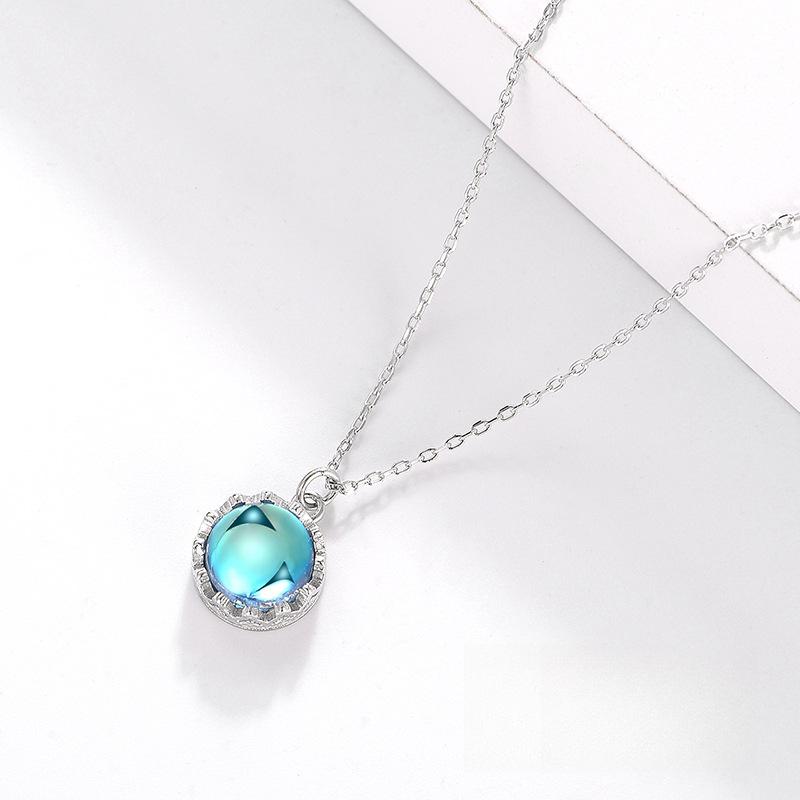 Crown Moonstone Necklace High-End Temperament Elegant Korean Version Of Simple Pendant Women Give Girlfriends Gifts