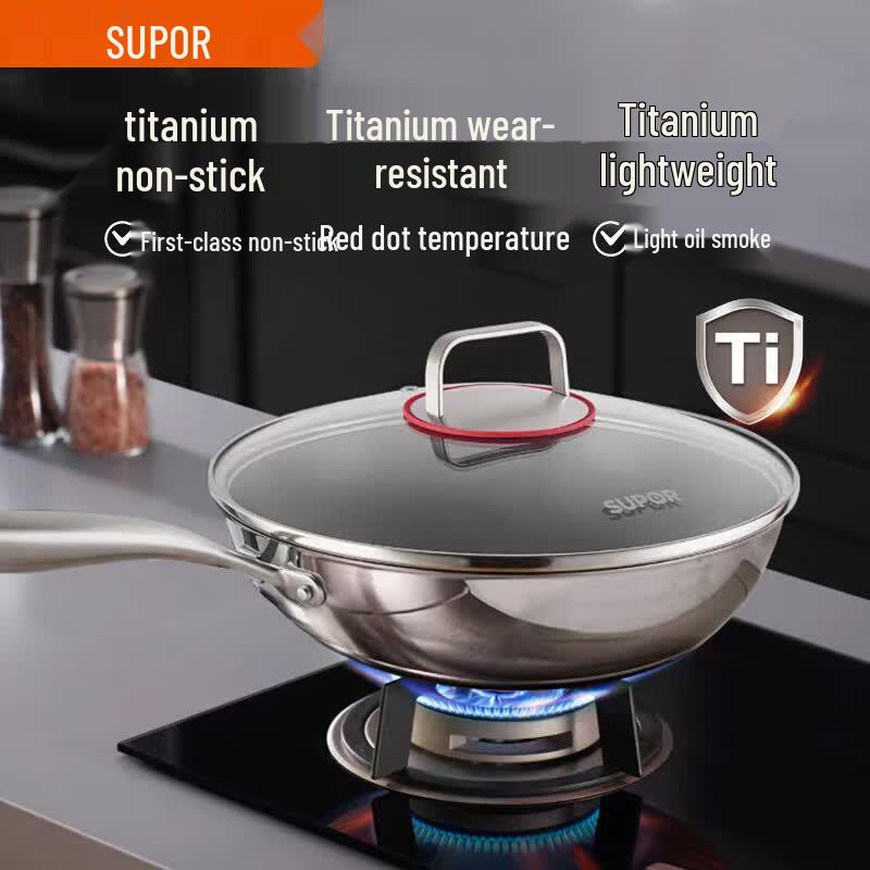 SUPOR Red Dot 30cm Non-stick Stainless Steel Wok