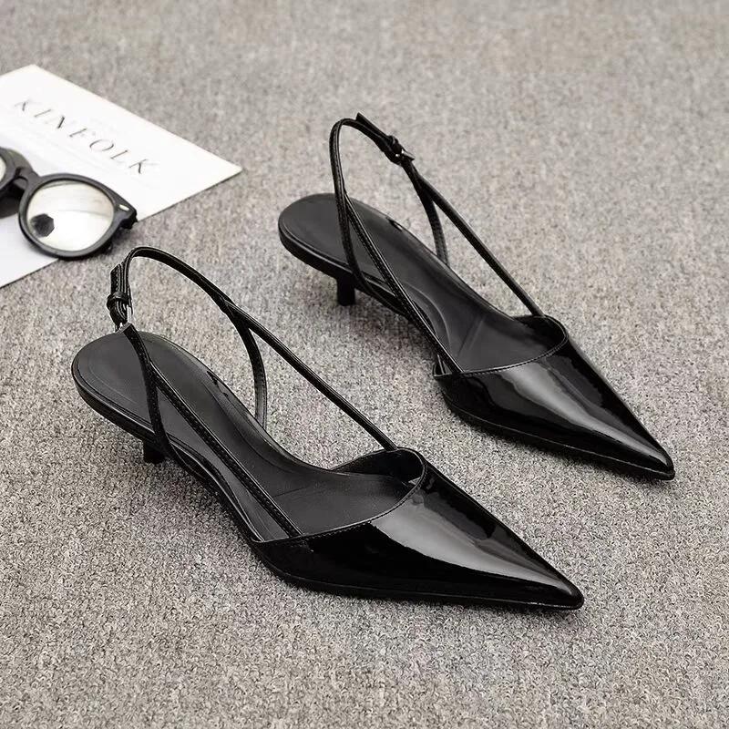 Fashion Women Pointed Toe Heels Shoes Sandals 2025 Dress Party Fashion Summer Slippers New Walking Flip Flops Pumps  Slides