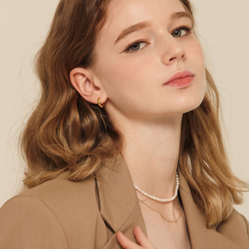 Murmur [925silver]Basic Onetouch Hoop Earring(small)