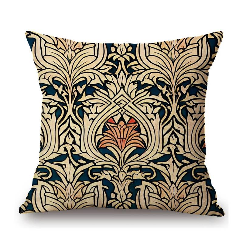 Hand Drawn Morris Pattern Motif Flower Plant Ivy Designs Home Decorative Sofa Throw Pillow Case Cotton Linen Cushion Cover