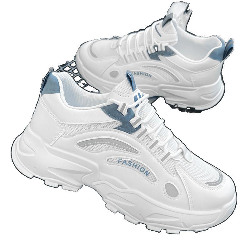 Summer Running Casual Dad Shoes Mesh Breathable New Heightening Sports White Shoes