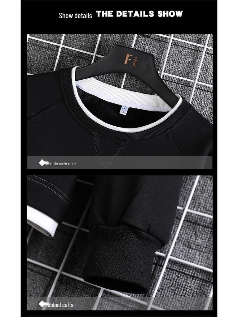 Korean Style Color-Blocked Crew Neck Sweatshirt with Triangle Design