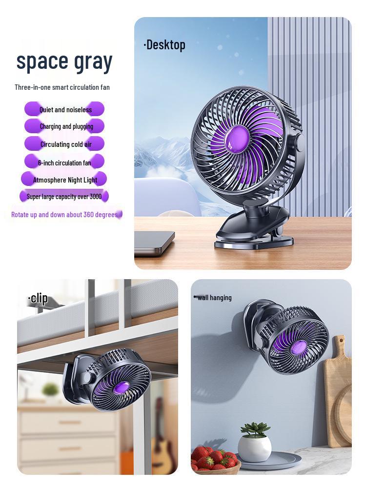 Mijia App-Connected Dual-Use Silent Night Light Fan: Clip-On & Stand 163x228x95mm