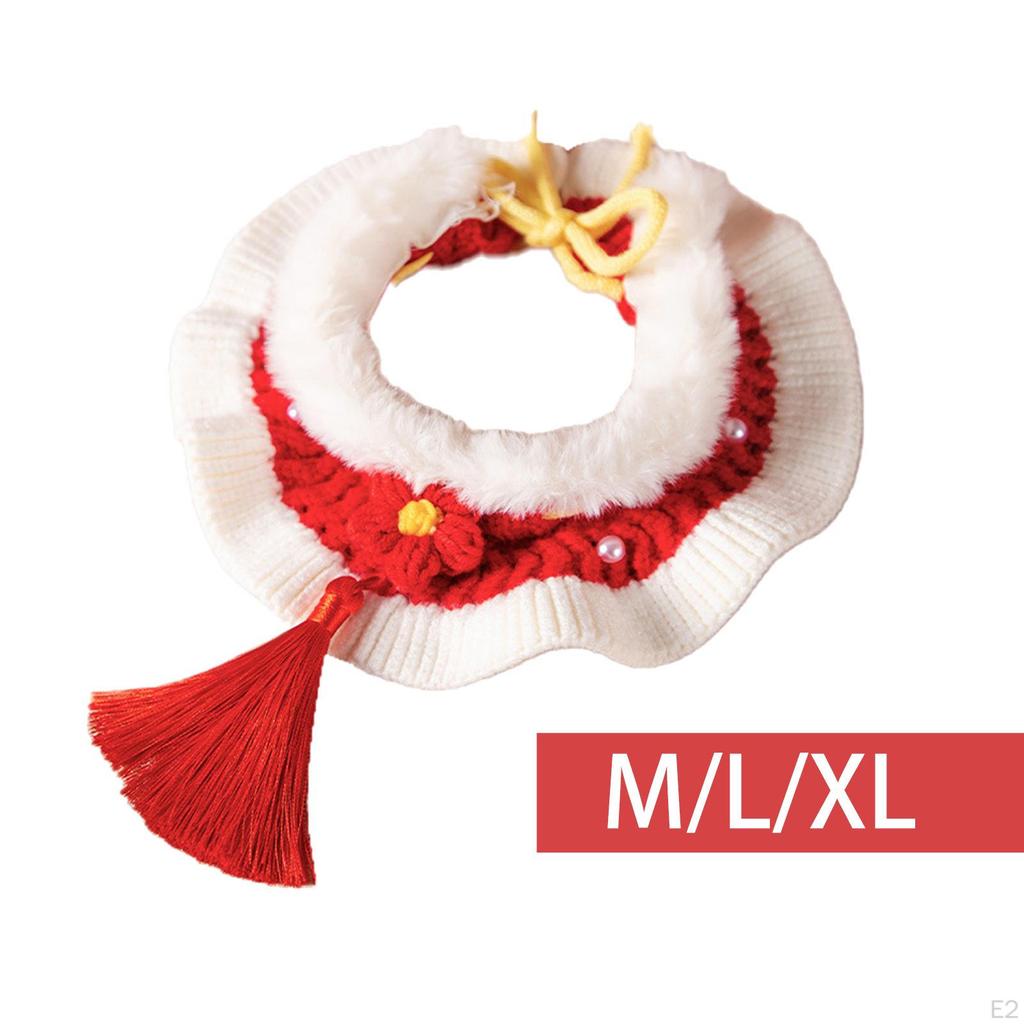 Adjustable Knitting Cat Collar for Small Medium Pets, Handcrafted Knit Scarf Kittens And