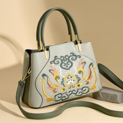 Chinese Style Embroidery Festive Red Bag Fashionable and Atmospheric Handbag Large Capacity High-end Feeling