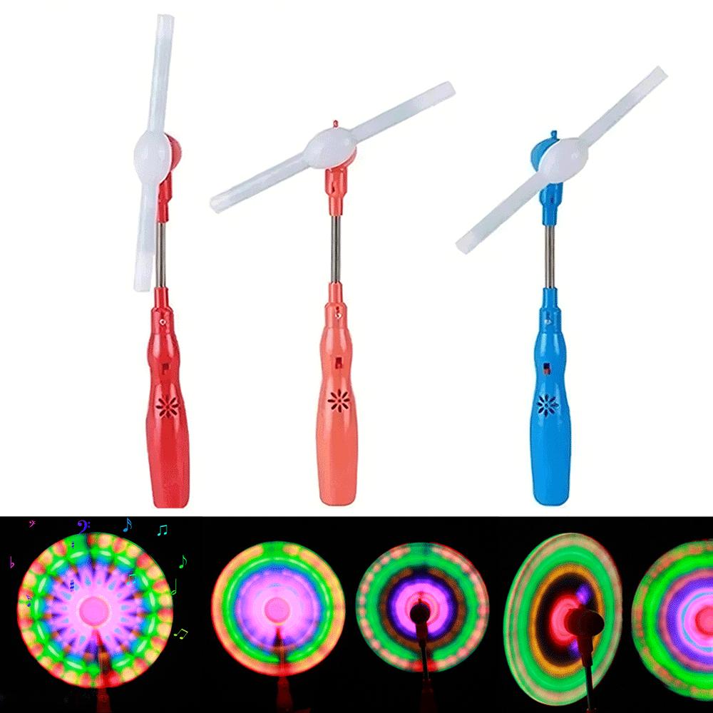 Led Magic Spinning Windmill Toy Creative Handheld Color Luminous Colorful Music Spinning Windmill Rotating Handle Child Classic