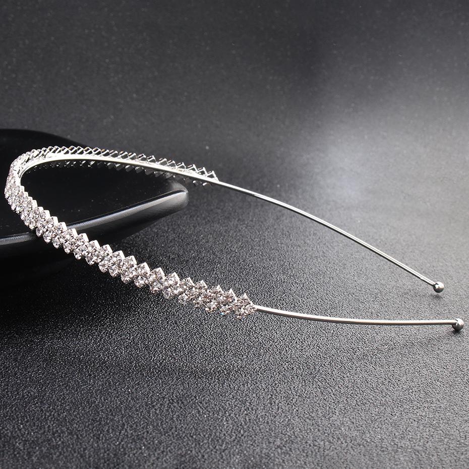 Fashion Rhinestone Bridal Tiara Headpiece Silver Crystal Wedding Hair Accessories Women Birthday Party Rhinestone Crowns
