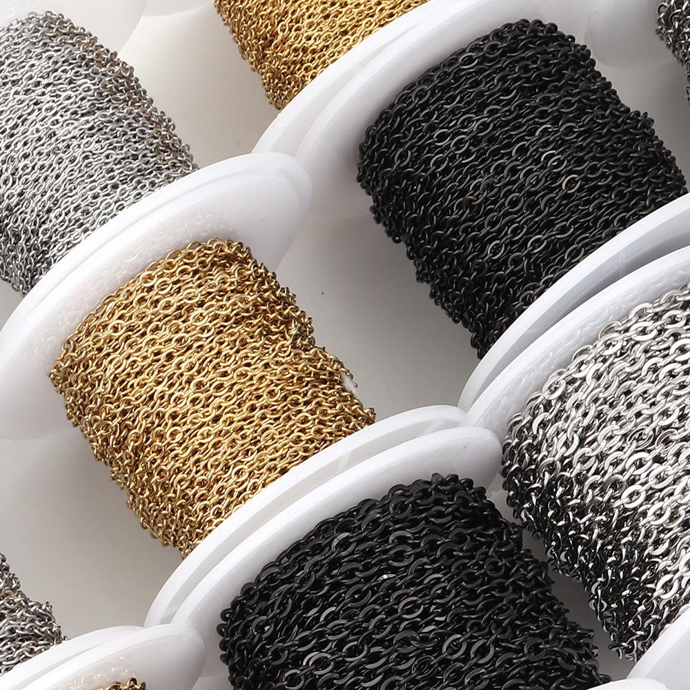 10yards/roll Stainless Steel Chains 1/1.5/2/2.5/3mm Twist Link Chain for Jewelry Making DIY Necklace Bracelet Supplies Wholesale