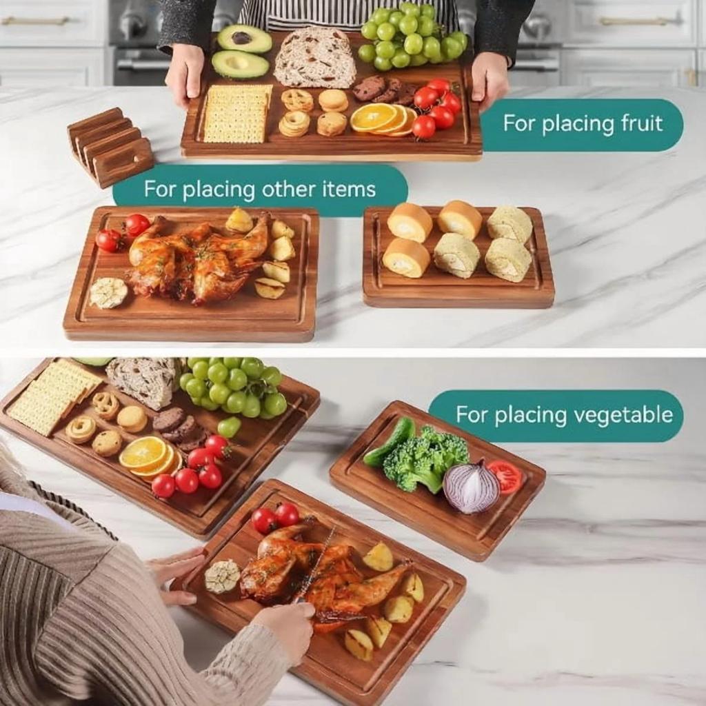 Wood Cutting Board,  Cutting Boards For Kitchen, Solid Charcuterie Board With Juice , Large Wooden Chopping Board For Meat, Cheese, Fruit, Vegetable