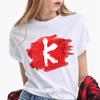 Women T Shirt Harajuku Summer 26 Alphabet K Print Woman Tee Tops Casual 90S Tshirt Femme Fashion Female T-Shirt