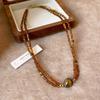 tiger eye double layer crystal beaded necklace