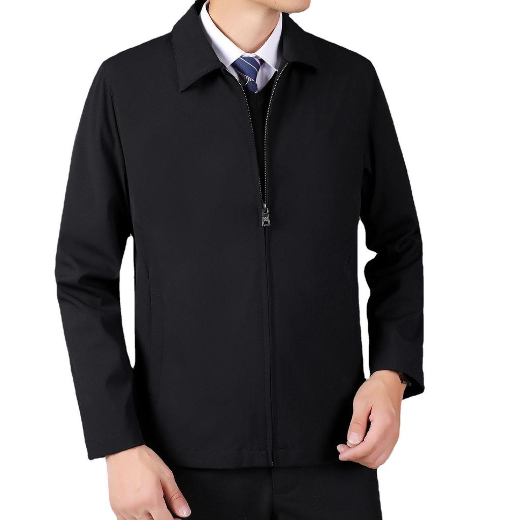 2023 Men's Spring Casual Business Jacket - Middle-Aged Fashion Trend, Turn-Down Collar