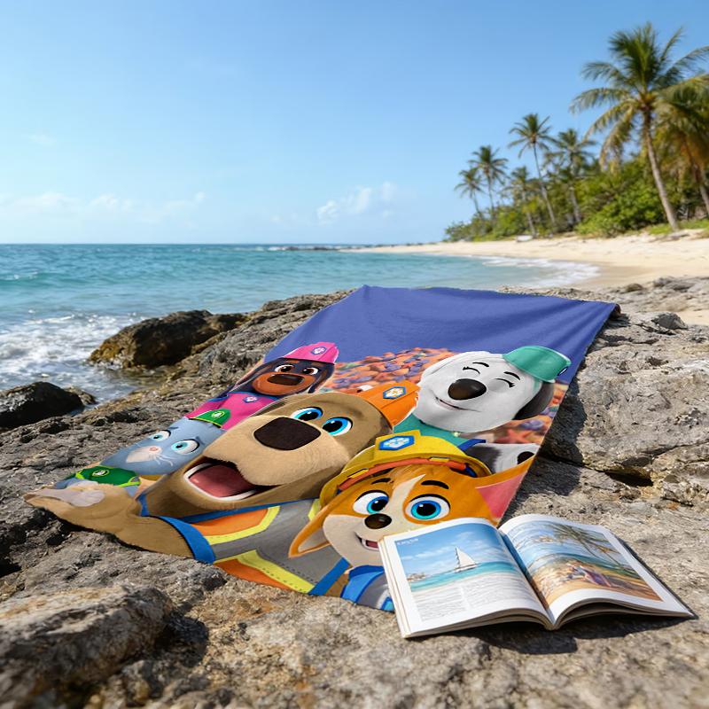 Ultra-Soft Beach Towel with Pupstruction Theme,Ideal for Pool - Camping, Diving - Perfect Travel Essential, Vibrant Beach Towel.