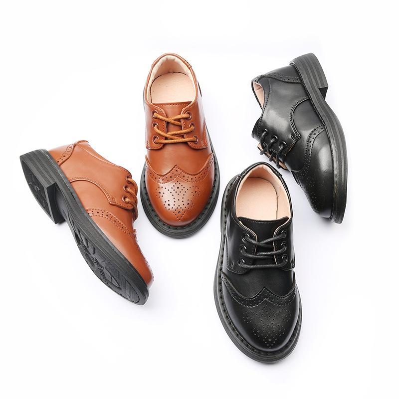 New Boys' Leather Shoes Comfortable Soft-soled Black British Performance Shoes