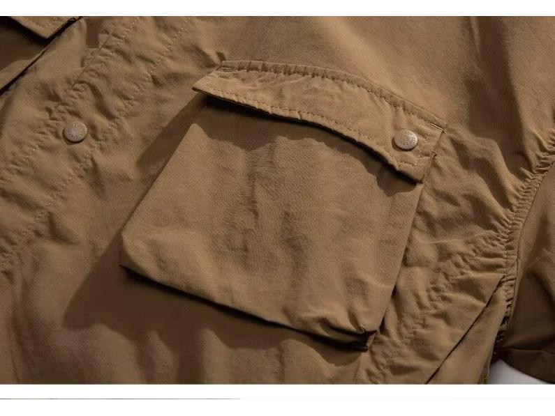Tide Brand Summer New Ultra-Thin Quick-Dry Japanese Workwear Short-Sleeve Retro Loose Shirt