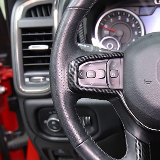 For 2019-2021 Dodge Ram 1500 Carbon Fiber Interior Steering Wheel Cover Trims