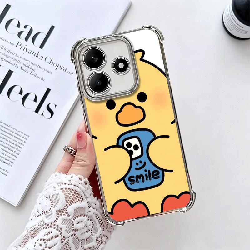 Cartoon Cute Duck Soft Phone Case For Xiaomi Redmi Note 14 15 Pro Plus 13 12 11S 11T 5G 10 9S 9 Plating Anti-Fall Fundas