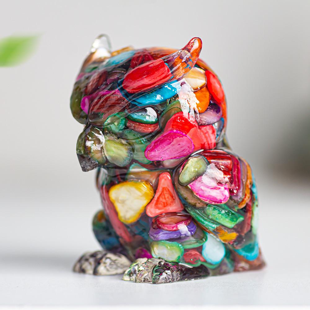 Resin Crystal Owl Figurine Home Decor Gift For Animal Lovers