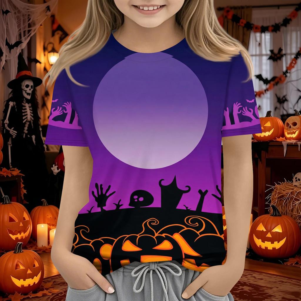 Kids Halloween Short Sleeve T-Shirt for Boys and Girls