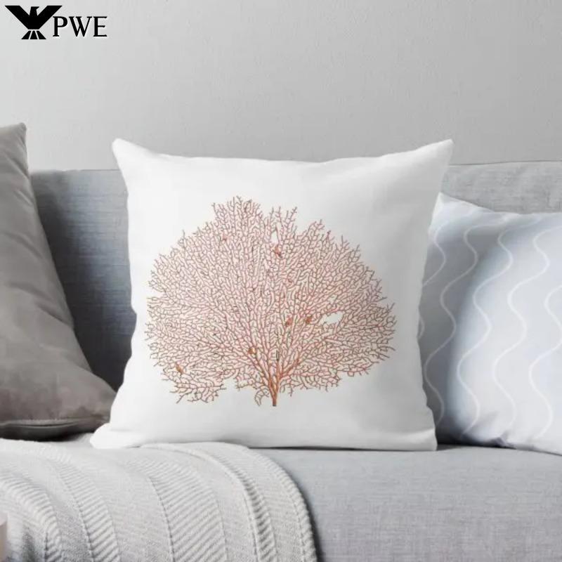 Red Fan Coral Printing Throw Pillow Cover Square Anime Office Case Comfort Hotel Cushion Waist Pillowcase One Side