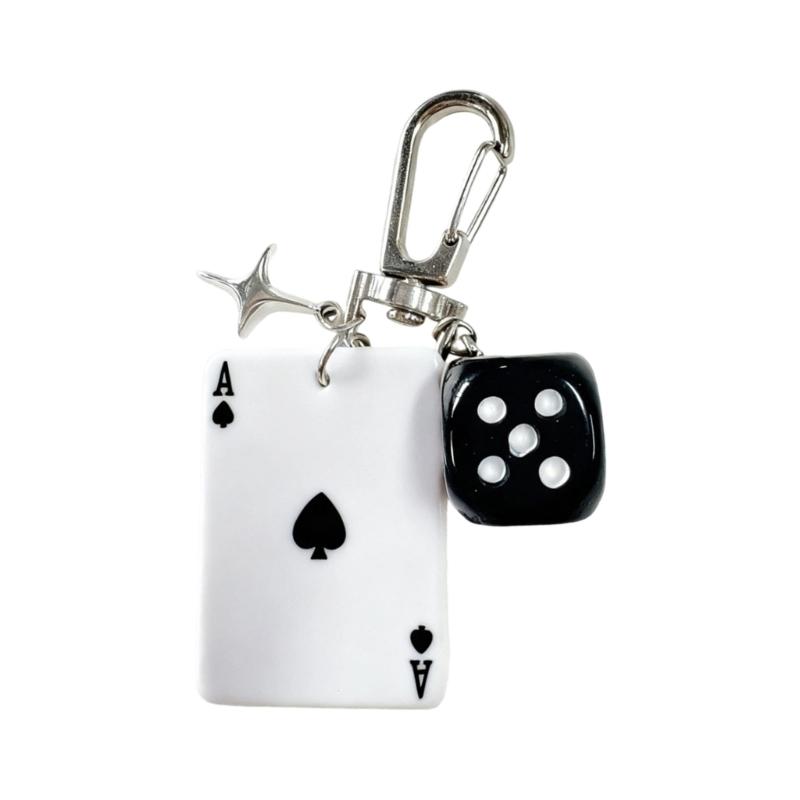 Einzigartiger Poker-Spiel-Themen-Schlüsselanhänger-Anhänger für Modeaccessoires mit Ornamente aus Acryl-Legierung