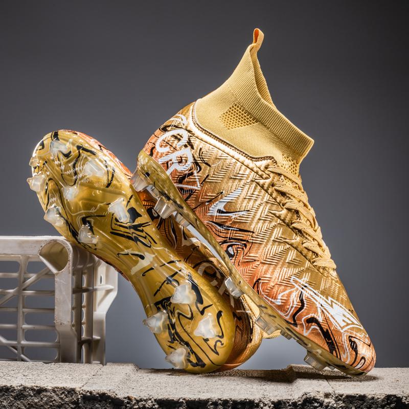 Men Soccer Shoes Cleats Training Boys Outdoor Sport Football Boots Adult Long Spikes Non Slip Cleats Breathable Match Sneakers