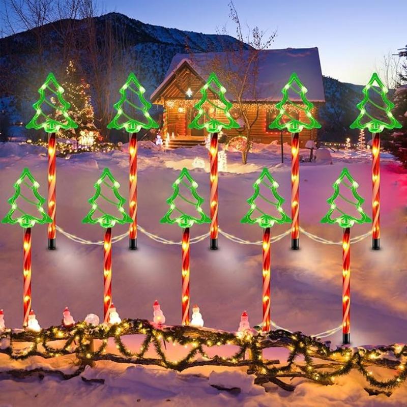 5PC/set Solar Powered Christmas Tree Candy Vine Lights Outdoor Waterproof  Floor Lamp String Garden Courtyard Christmas Decorat