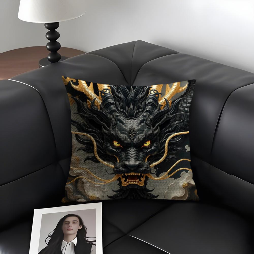 

Famous Dragon Image Cool Cushion Cover Natural Linen Organic Fabric DoubleSided Printing Sofa Home Decor Gift Pillow Case 30X30cm