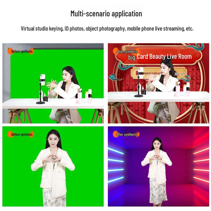 Portable Pull-Down Green Screen: Thick, Liftable, Telescopic Background for Keying and Live Streaming