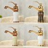 Rose Gold Luxury Bathroom Basin Faucet Single Handle Vanity Sink Mixer Water Taps Brass Natural Jade Basin Sink Faucet Chrome