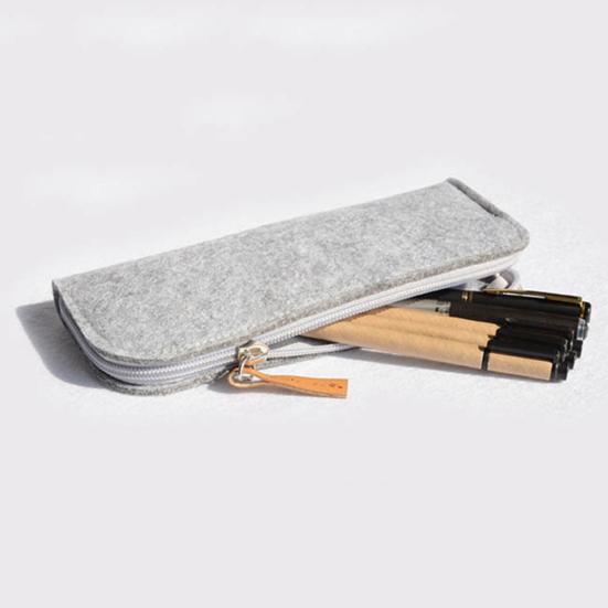 Portable Pencil Case Felt Student Pen Box Ruler Eraser Stationery Zipper Bag