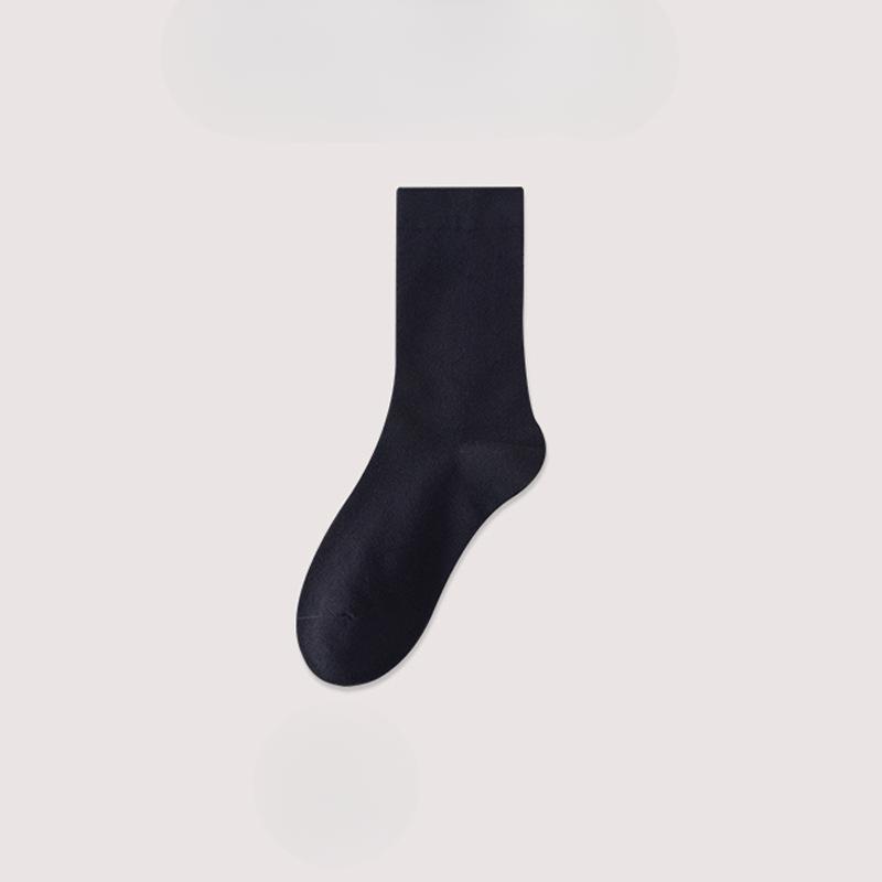 Damen Mid-Calf Socken für Frühling und Herbst, Dünne einfarbige schweißabsorbierende lange Baumwollsocken, Schwarz Sport Damen Nahtlose Socken