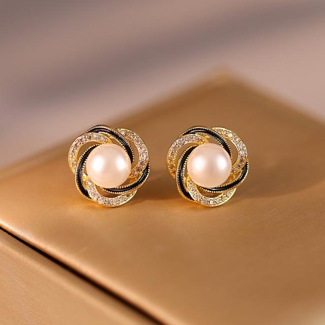 S925 Silver Needle Pearl Stud Earrings for Women