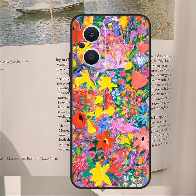 Buntes Blumenmalerei Kunst Cover Für OPPO Reno 12F 11F 13F 14F 10 11 12 13 14 Pro 8 Lite OPPO Find X9 X6 X5 X8 Pro Hülle